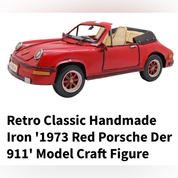 Retro Classic Handmade Iron '1973 Red Porsche Der 911' Model Craft Figure - Picture 5 of 6